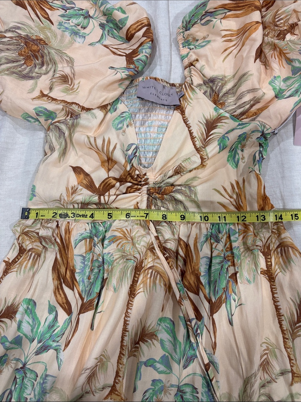 White Closet Cream Tropical Tie-Front Mini Dress - Picture 8 of 13